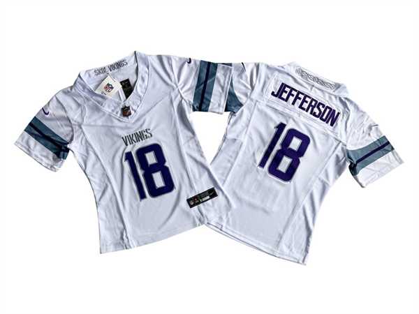 Womens Minnesota Vikings #18 Justin Jefferson White 2024 F.U.S.E Winter Warrior Limited Jersey(Run Small)